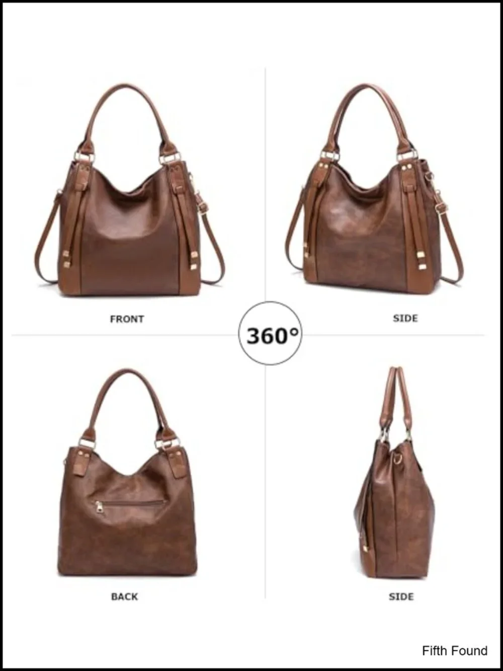 Large Vintage PU Hobo Tote Bag Slouchy Shoulder Purse with Strap